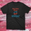 Eat sleep fish repeat black Fishing T-shirt