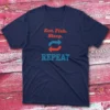 Eat sleep fish repeat navy Fishermen T-shirt