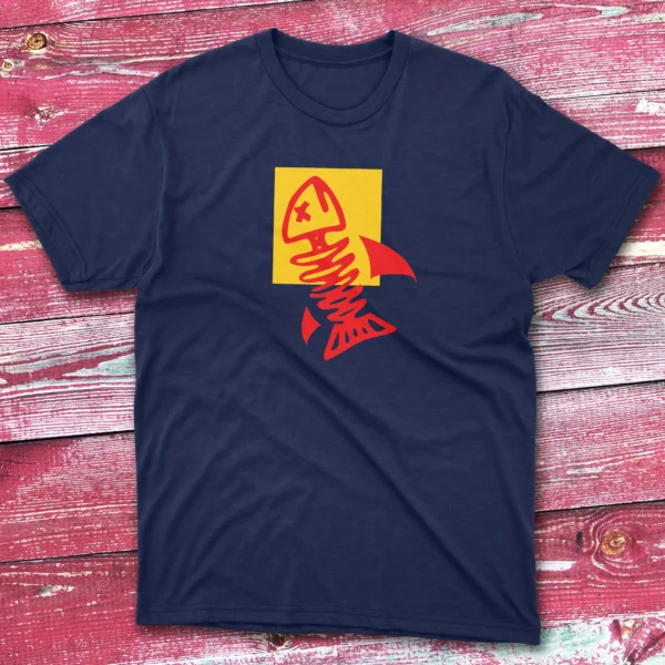 Minimalistic Fish skeleton navy Fishing T-shirt