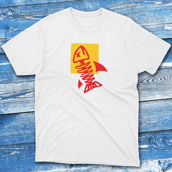 Minimalistic Fish skeleton white Fishermen T-shirt