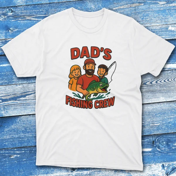 dad's fishing crew white Fishing T-shirt