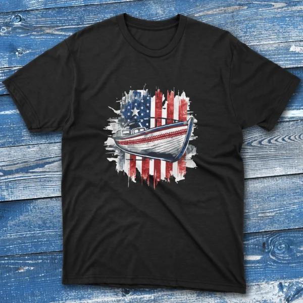 American Fisherman Boat Black Anglers T-shirts