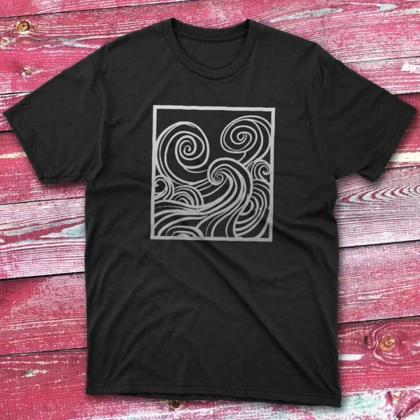 Waves Illustration black Fisherman Tee