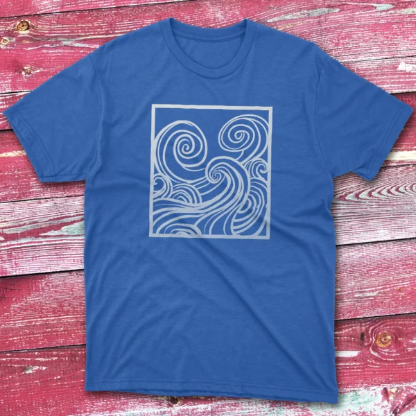 Waves Illustration royal Fishermen T-shirt