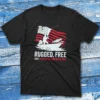 rugged, free, and fishing the american way black Fisherman Tee