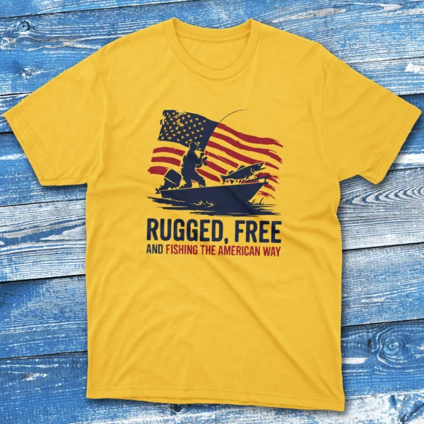 rugged, free, and fishing the american way daisy Fishermen T-shirt