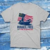 rugged, free, and fishing the american way grey Fishermen T-shirt