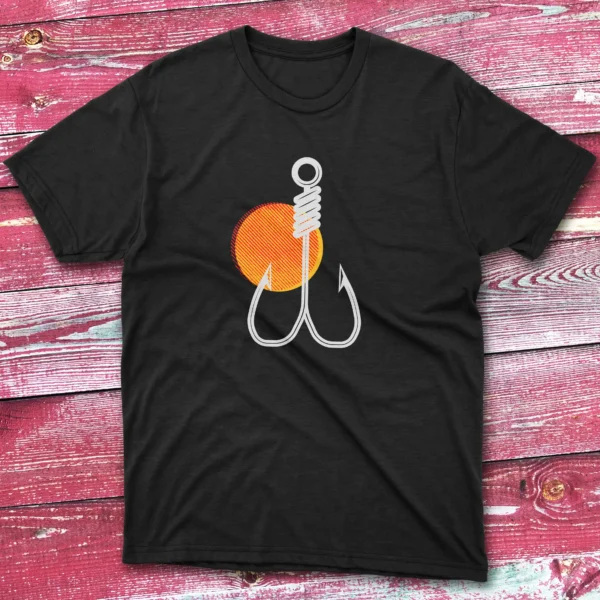 Bait Illustration black Fishing T-shirt