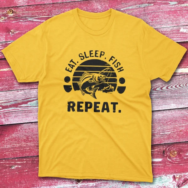 Eat sleep fish repeat daisy Fishermen T-shirt