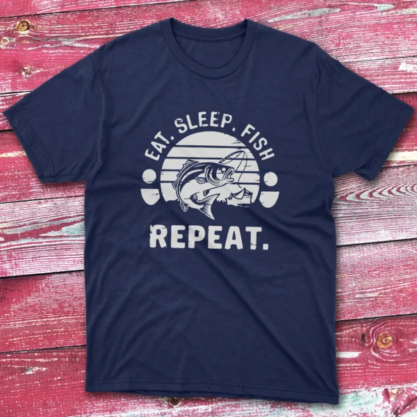 Eat sleep fish repeat navy Fishing T-shirt