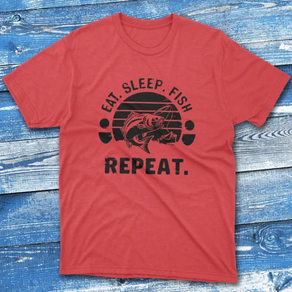 Eat sleep fish repeat red Anglers T-shirts