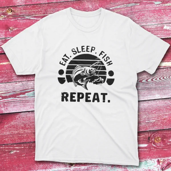 Eat sleep fish repeat white Fisherman Tee