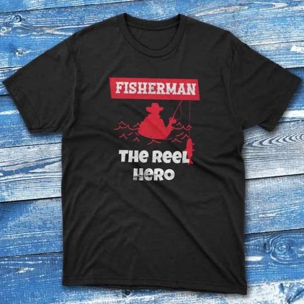 Fisherman the reel hero black Fishing T-shirt