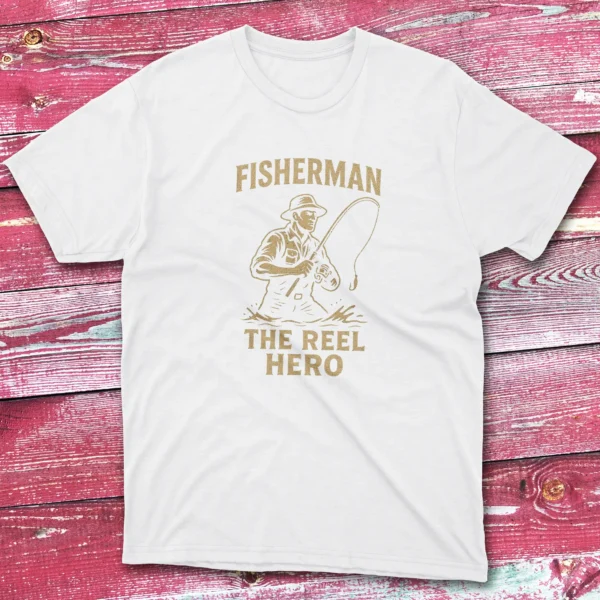 Fisherman the reel hero white Anglers T-shirts