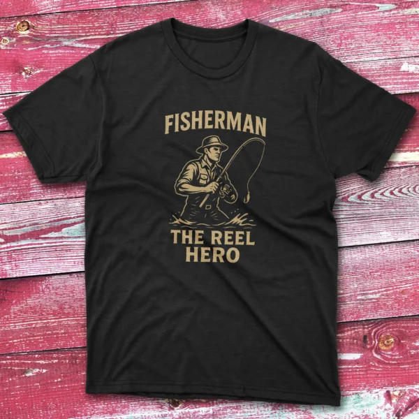 Fisherman the reel hero black Fishing Tee