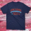 Gone fishing returens with tales navy Fisherman Tee
