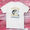 Hooked on Fishing not Phishing white Anglers T-shirts
