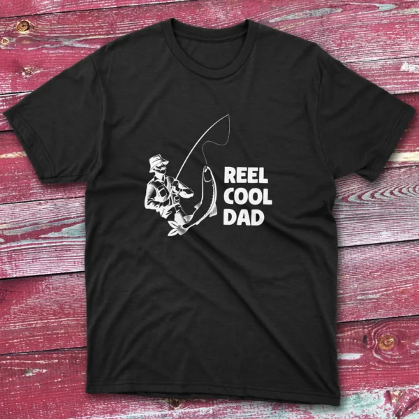 The Reel cool dad black Fishermen T-shirt