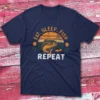 Eat sleep fish repeat navy Anglers T-shirts