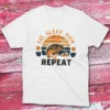 Eat sleep fish repeat white Fishing T-shirt