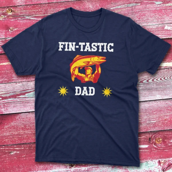 Fin tastic dad navy Anglers T-shirts