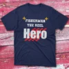 Fisherman the reel hero navy Fishing T-shirt