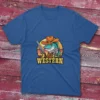 Royal Blue T-shirt featuring a bold design of a Western Texas fish, shown on a light blue background.