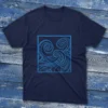 Navy blue T-shirt featuring Blue Ocean Waves - 2025 text