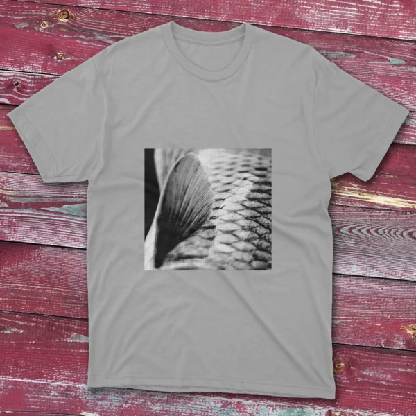 Grey T-shirt displaying Close Up Fish illustration - 2025 design