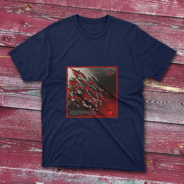 Navy blue T-shirt featuring Fish Crew Poster - 2025 text