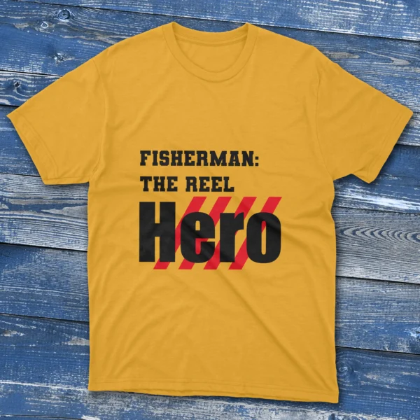 Daisy yellow T-shirt featuring Fisherman the Reel Hero - 2025 text