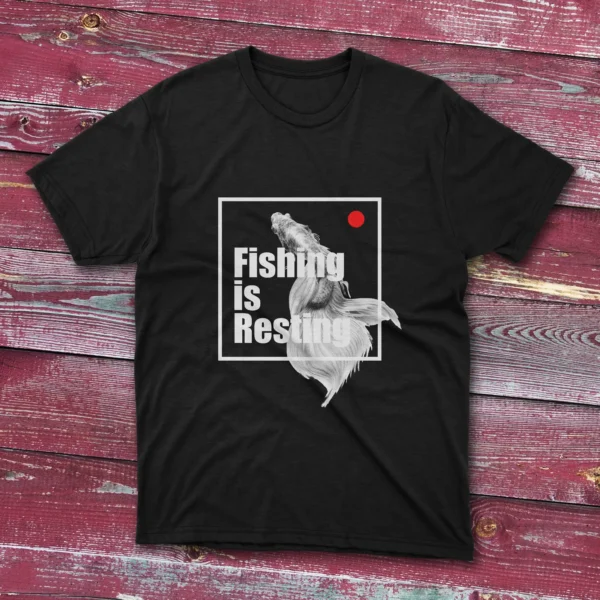 Black T-shirt with Fishing is Resting - graphic 2025 design