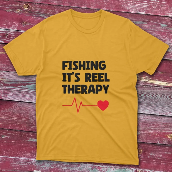 Daisy yellow T-shirt featuring Fishing it's the reel therapy - 2025 graphic