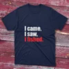 Navy blue T-shirt featuring I came, I saw, I fished - 2025 design