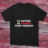 Black T-shirt with I'd rather be fishing than wishing - 2025 text