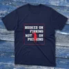 Navy blue T-shirt featuring Hooked on fishing not phishing - 2025 design